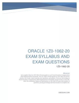 oracle 1z0 1062 20 exam syllabus and exam