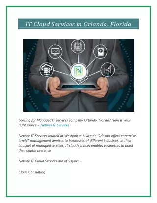 IT Cloud Services in Orlando, Florida