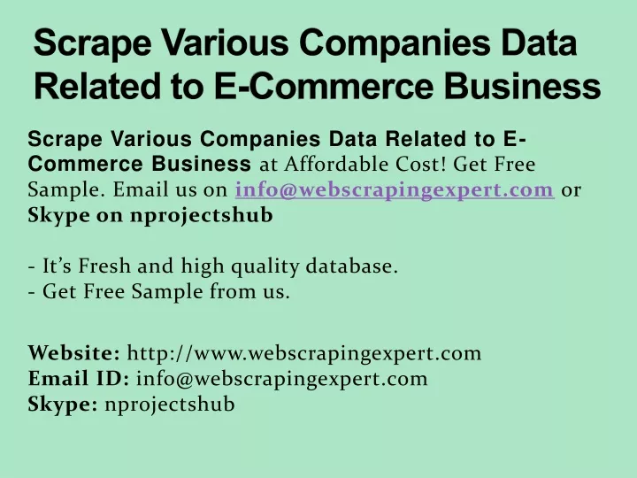 scrape various companies data related to e commerce business