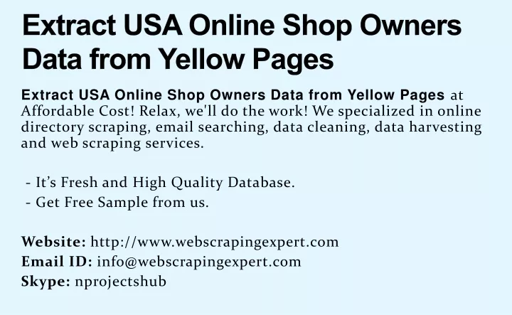 extract usa online shop owners data from yellow pages