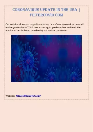 Coronavirus Update in the USA | Filtercovid.com
