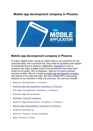 Mobile app development company in Phoenix Mobile