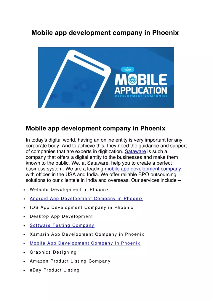 mobile app development company in phoenix mobile
