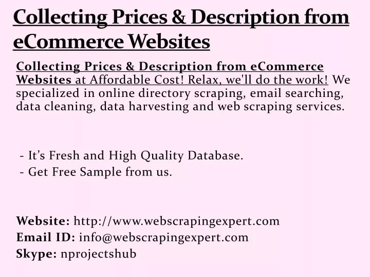 collecting prices description from ecommerce websites