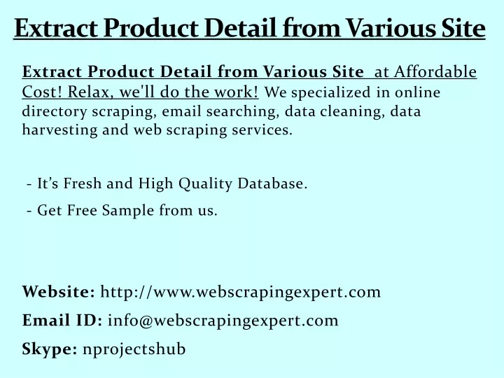 extract product detail from various site