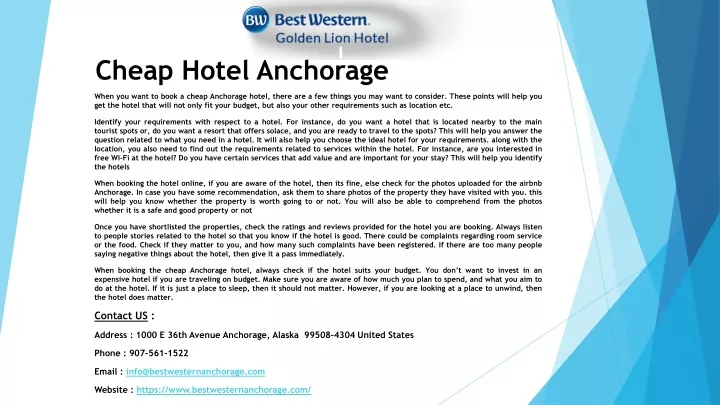 cheap hotel anchorage