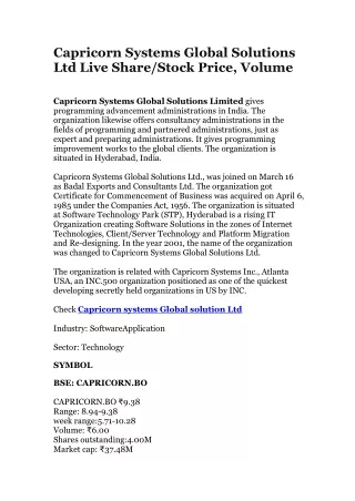 capricorn systems global solutions ltd live share