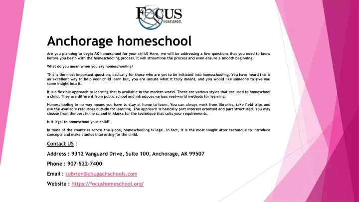 anchorage homeschool