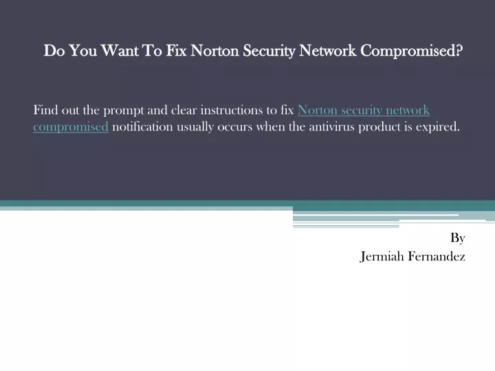 do you want to fix norton security network compromised
