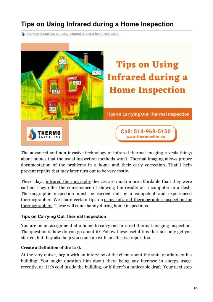 tips on using infrared during a home inspection