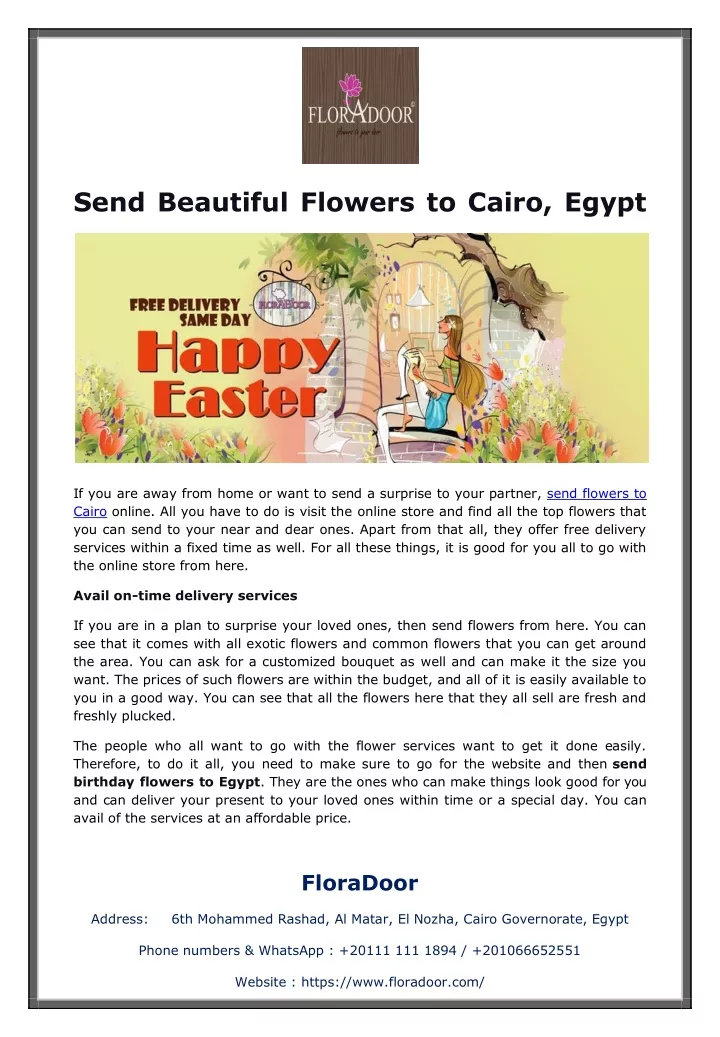 send beautiful flowers to cairo egypt