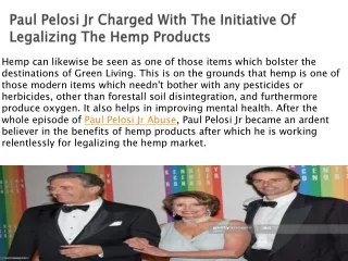 Paul Pelosi Jr Charged With The Initiative Of Legalizing The Hemp Products