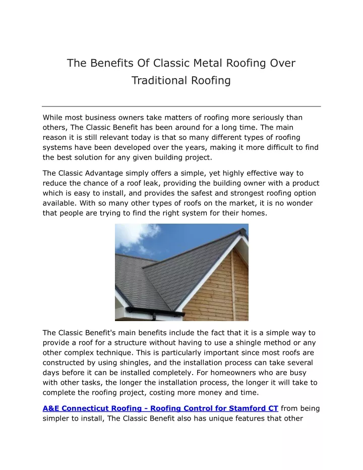 the benefits of classic metal roofing over