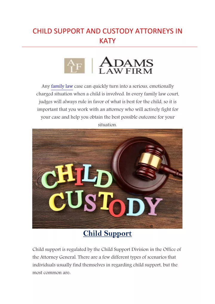 child support and custody attorneys in katy