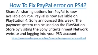 Paypal Not Working ps4