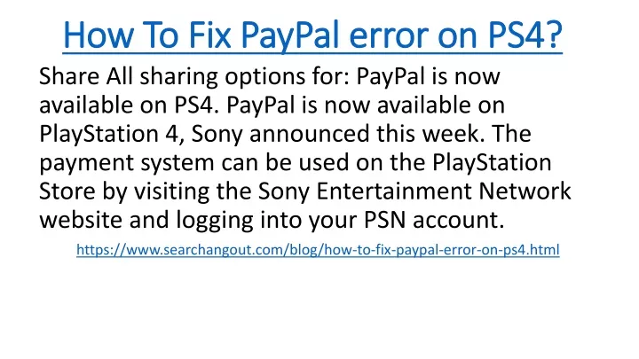 how to fix paypal error on ps4