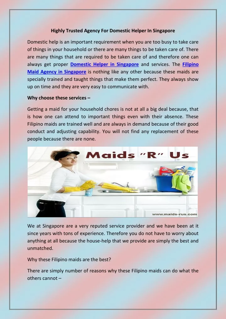 highly trusted agency for domestic helper