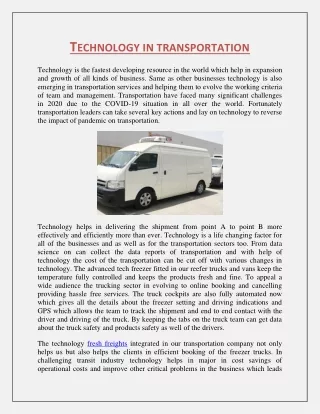 Technology in transportation | Chiller Truck Rental Services in Dubai