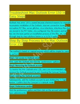 troubleshoot mac outlook error 150 in easy steps