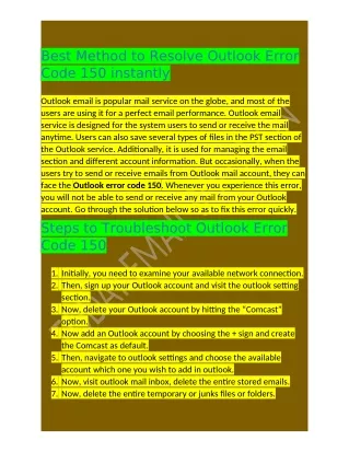 best method to resolve outlook error code