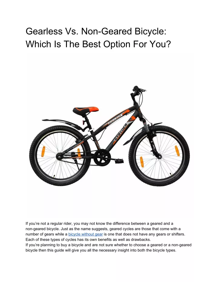 gearless vs non geared bicycle which is the best