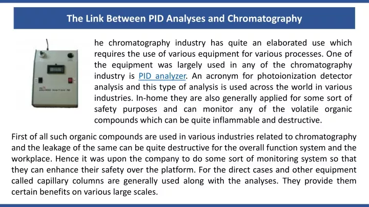 the link between pid analyses and chromatography