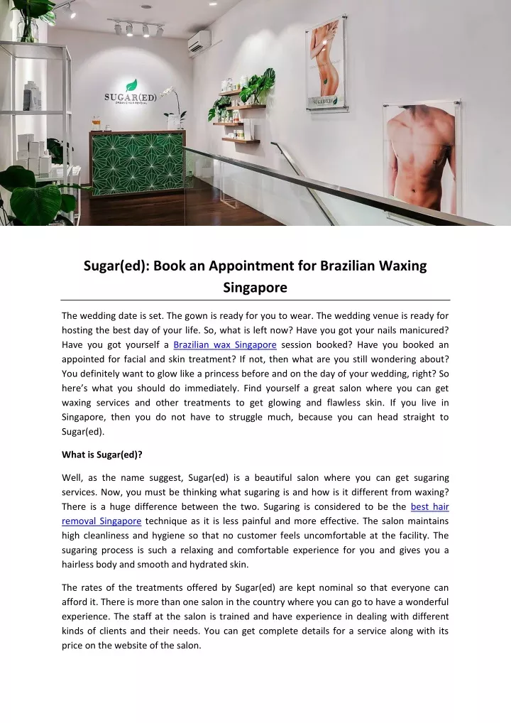 sugar ed book an appointment for brazilian waxing