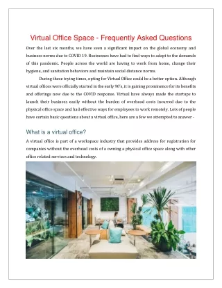 Virtual Office Space - Frequently Asked Questions