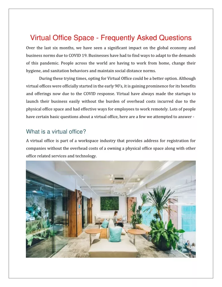 virtual office space frequently asked questions
