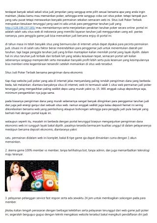 terdapat banyak sekali sekali situs judi jempolan