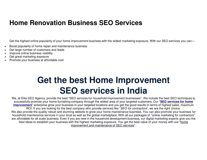 home renovation business seo services