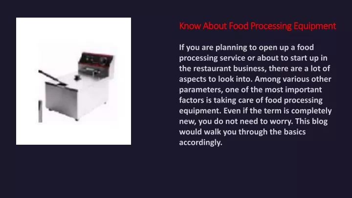 know about food processing equipment