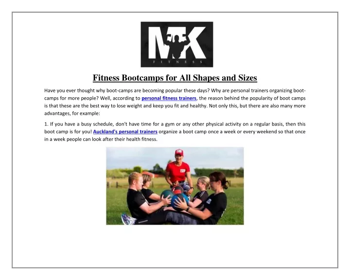 fitness bootcamps for all shapes and sizes