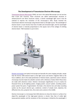 the development of transmission electron