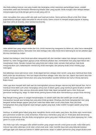 7 Things You Should Not Do With joker tembak ikan