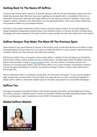 getting back to the basics of saffron