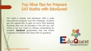 Plan for SAT maths with EduQuest. Below mentioned some of the essential features