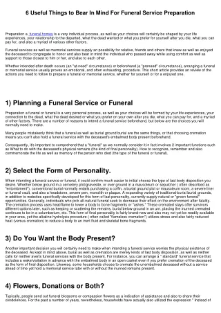 6 Useful Points to Keep in Mind For Funeral Preparation