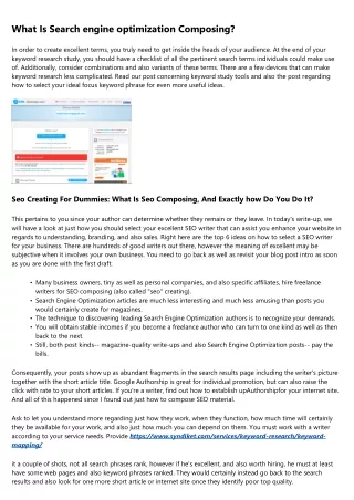 Search Engine Optimization Write-up Composing