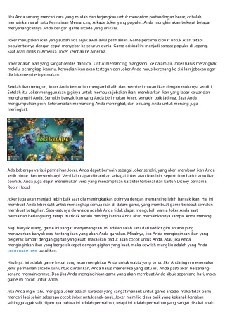 10 No-Fuss Ways to Figuring Out Your joker tembak ikan
