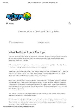 Keep Your Lips In Check With CBD Lip Balm