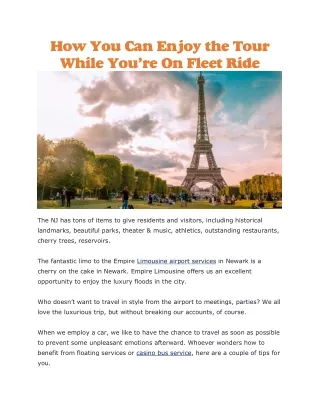 how you can enjoy the tour while you re on fleet
