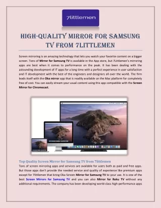 High-Quality Mirror for Samsung TV from 7Littlemen