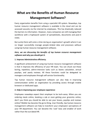 what are the benefits of human resource
