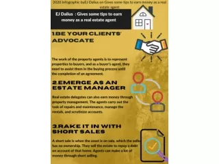EJ Dalius  : Gives some tips to earn money as a real estate agent