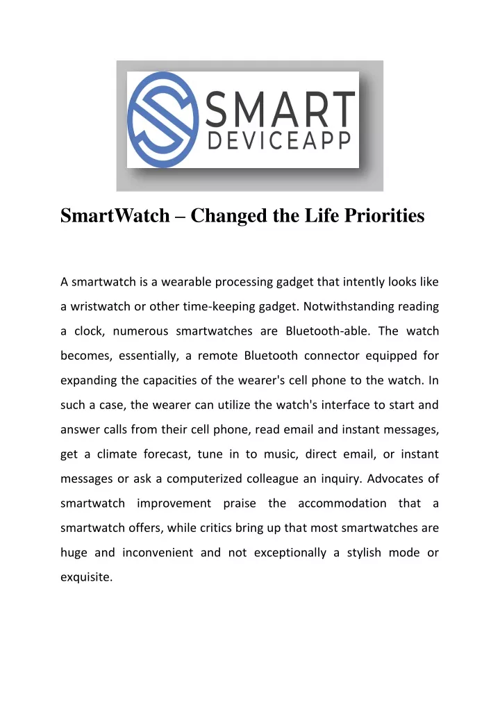 smartwatch changed the life priorities