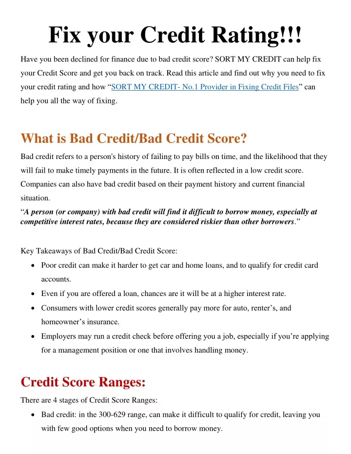 fix your credit rating