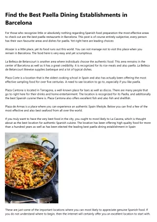 The london restaurants paellas reviews Case Study You'll Never Forget