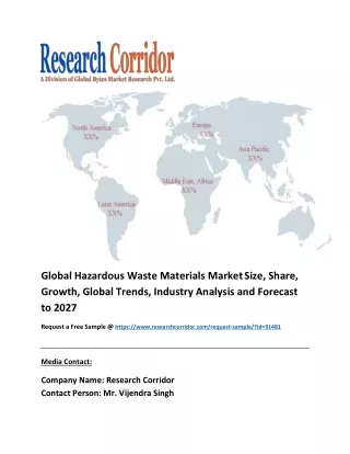 Hazardous Waste Materials Market Global Industry Growth, Market Size, Market Share and Forecast 2020-2027