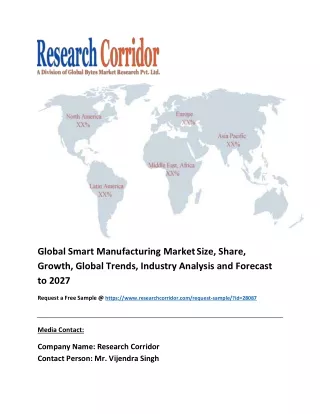 Smart Manufacturing Market Global Industry Growth, Market Size, Market Share and Forecast 2020-2027